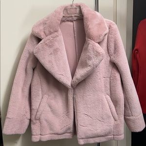 Pink fur coat